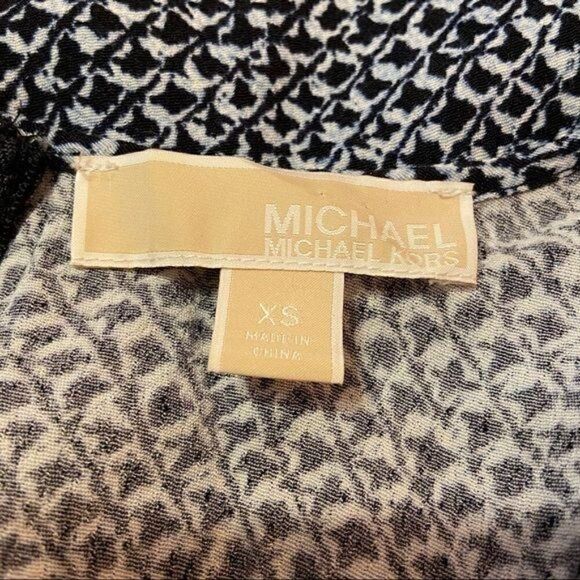 Michael Michael Kors Blue Print Short Sleeve Crew Neck Viscose Shift Dress XS - Picture 5 of 6